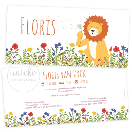 Geboortekaartje van Floris