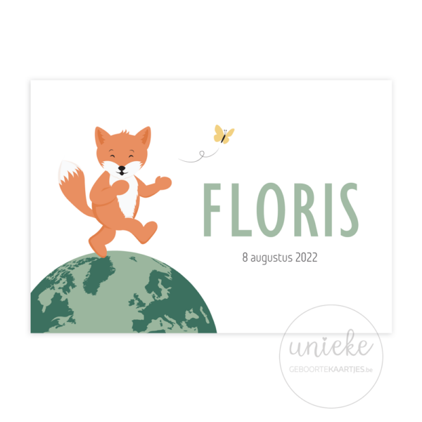 Voorkant van het geboortekaartje van Floris