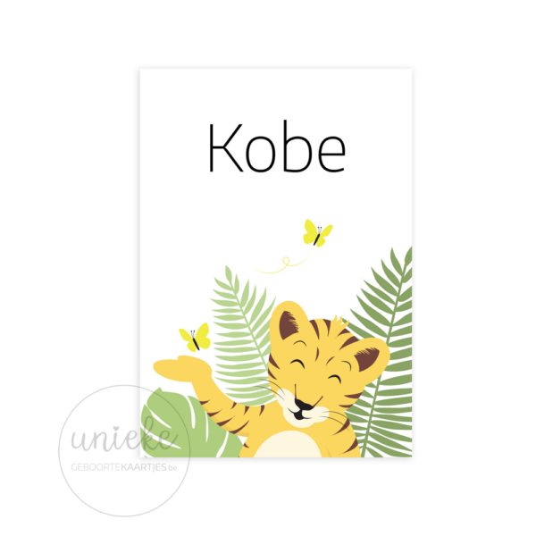 Voorkant van het geboortekaartje van Kobe