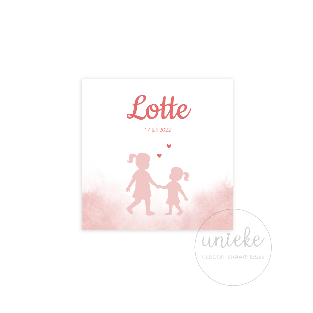 Voorkant van het geboortekaartje van Lotte