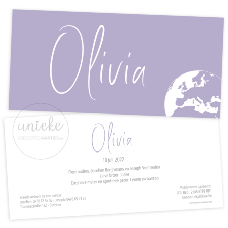 Geboortekaartje van Olivia