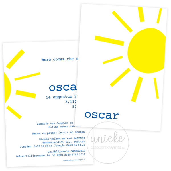 Geboortekaartje van Oscar