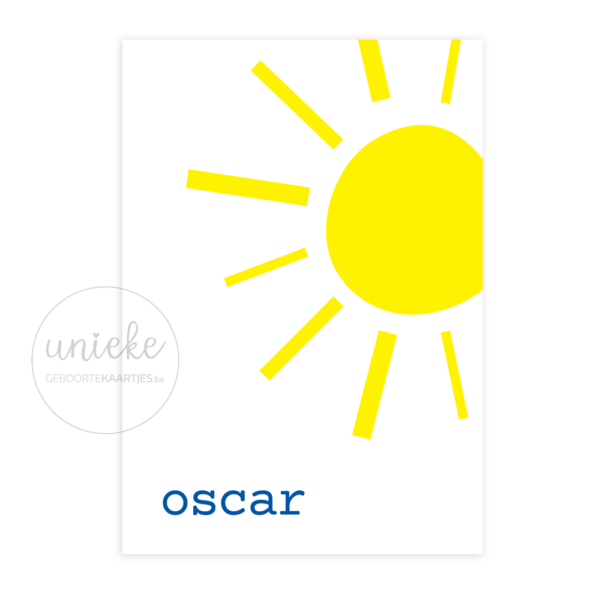 Voorkant van het geboortekaartje van Oscar