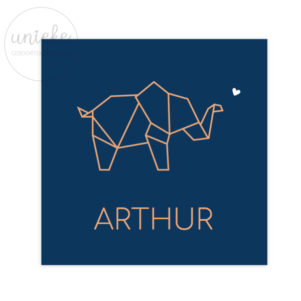 Voorkant van het geboortekaartje van Arthur