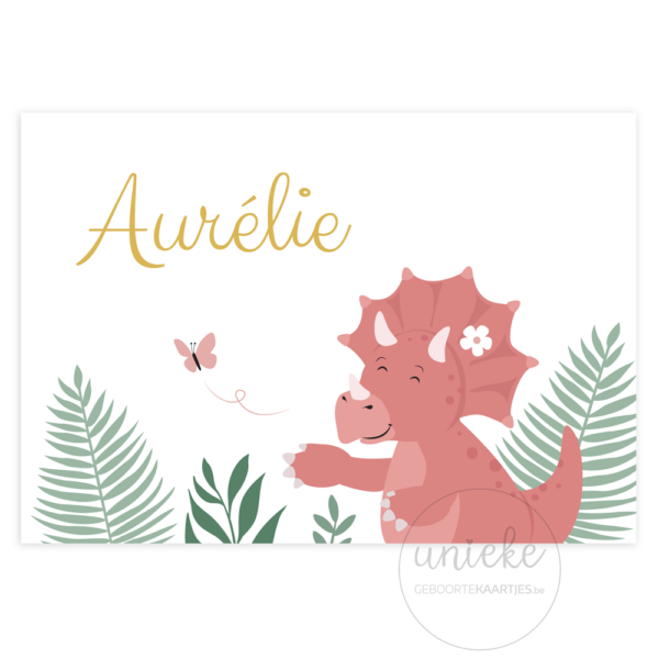 Voorkant van het geboortekaartje van Aurelie