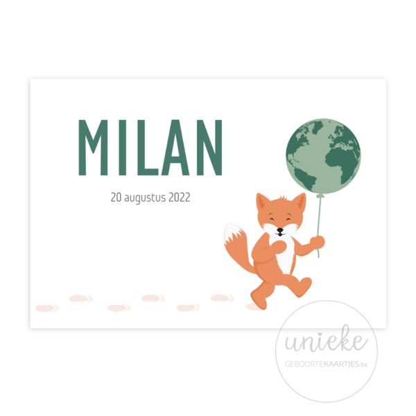 Voorkant van het geboortekaartje van Milan