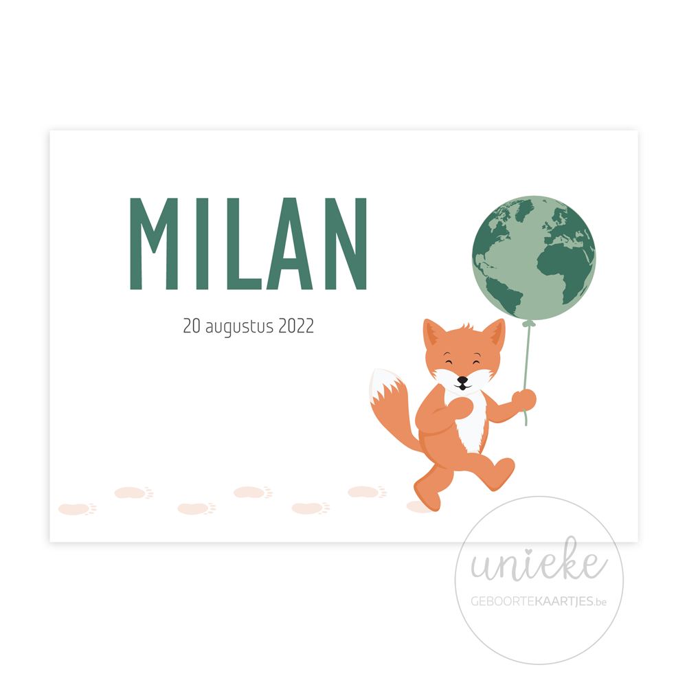 Geboortekaartje Milan Vos Voorkant Voorkant van het geboortekaartje van Milan