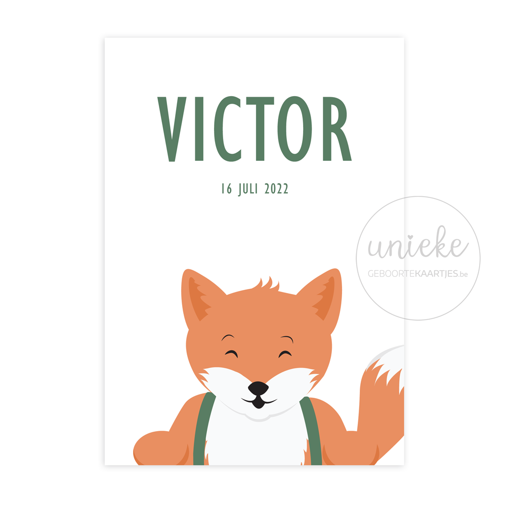 Voorkant van het geboortekaartje van Victor