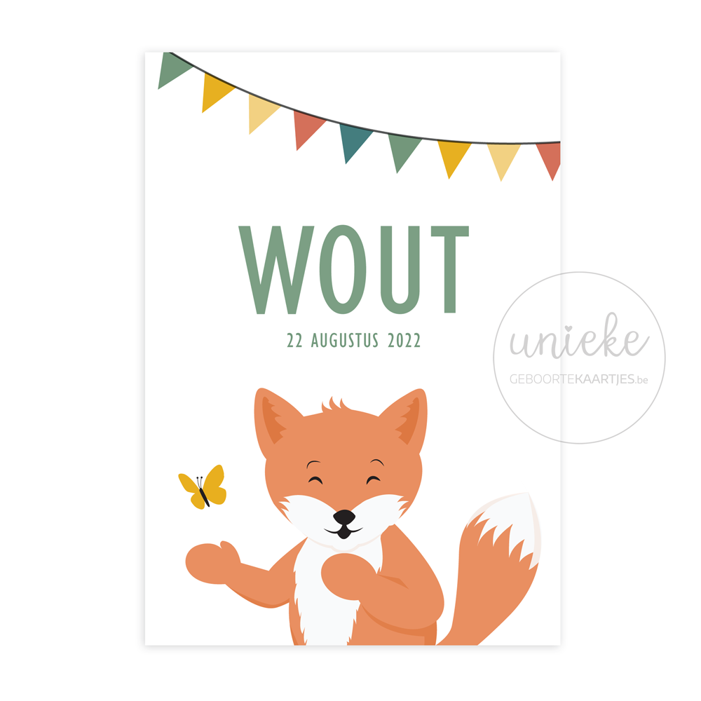 Voorkant van het geboortekaartje van Wout