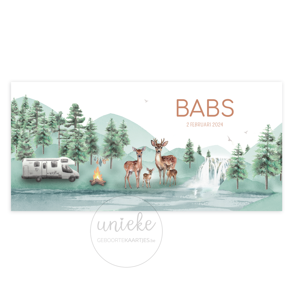 Voorkant van het geboortekaartje van Babs