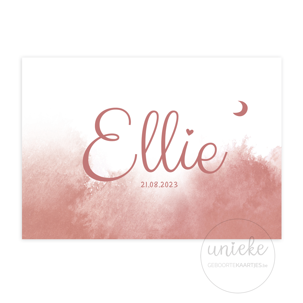 Voorkant van het geboortekaartje van Ellie