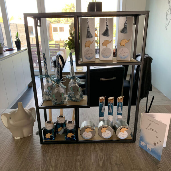 De doopsuikerpresentatie bij het geboortekaartje van Lenn