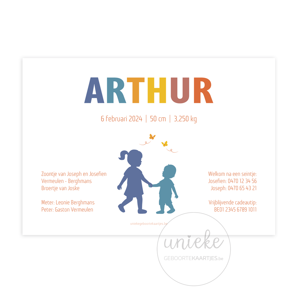 geboortekaartje-arthur-drukletters-achterkant De achterkant van het geboortekaartje van Arthur met drukletters