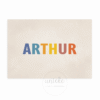 geboortekaartje-arthur-drukletters-voorkant De voorkant van het geboortekaartje van Arthur met drukletters