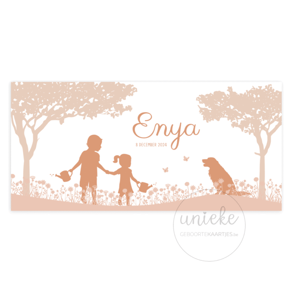 De voorkant van het geboortekaartje van Enya