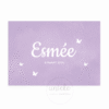 De voorkant van het geboortekaartje van Esmee