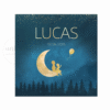 De voorkant van het geboortekaartje van Lucas