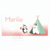 geboortekaartje-marilie-pinguin-voorkant De voorkant van het geboortekaartje van Marilie met een pinguïn en een ijsbeer