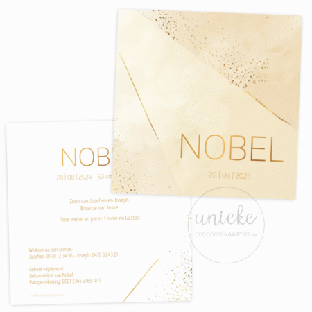 Het geboortekaartje van Nobel in het beige
