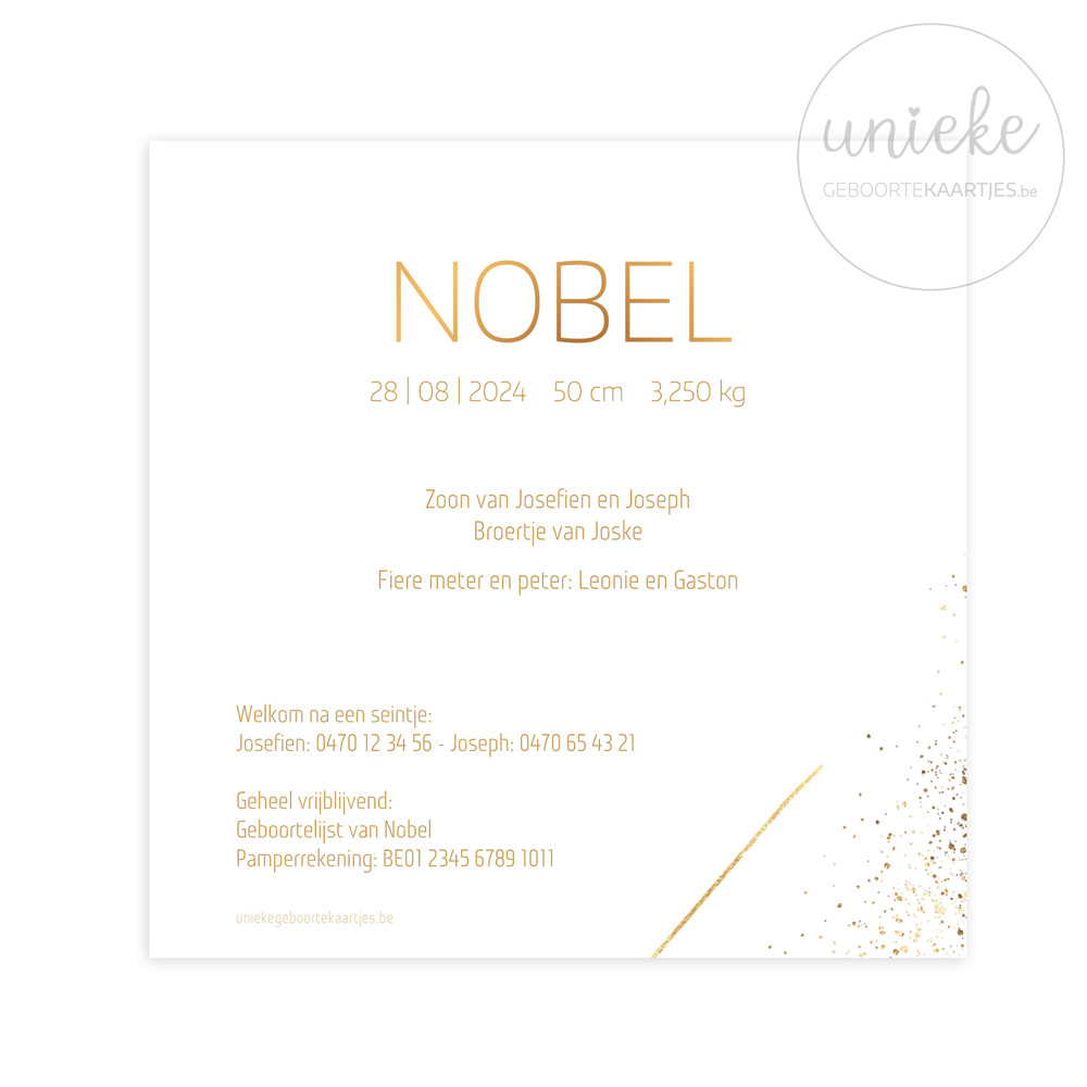 geboortekaartje-nobel-beige-achterkant De achterkant van het geboortekaartje van Nobel in het beige