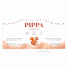 De achterkant van het geboortekaartje van Pippa