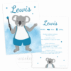 geboortekaartje-lewis-koala De voorkant en de achterkant van het geboortekaartje van Lewis