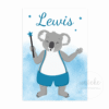 geboortekaartje-lewis-koala-voorkant De voorkant van het geboortekaartje van Lewis met een koala